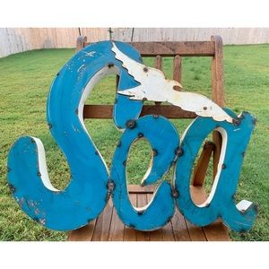 “Sea” - Rustic Metal Word Cutout Wall Table Sign